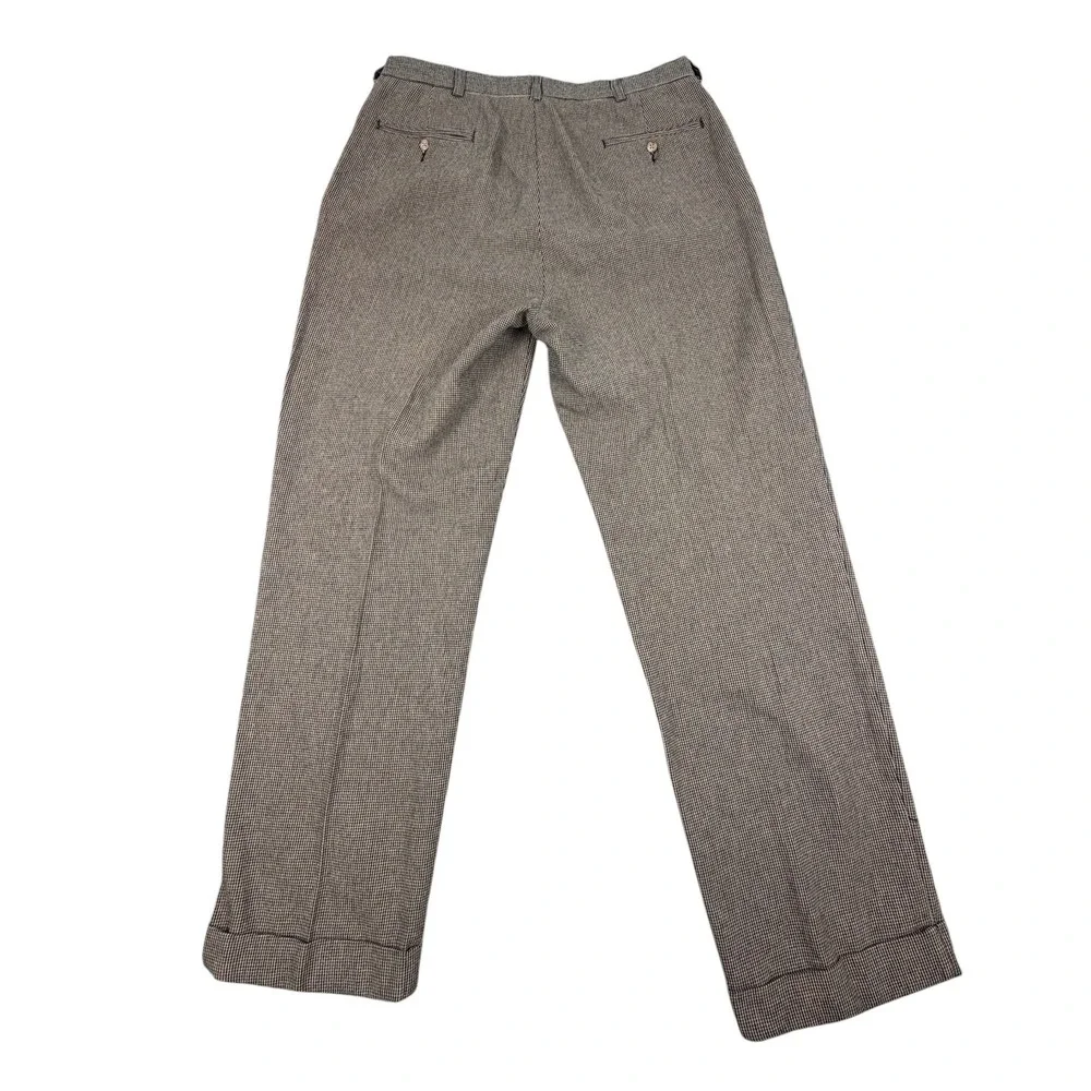 VTG Polo Ralph Lauren Mens Brown Cotton Tweed Basket Weave Pleated Pants 34X31